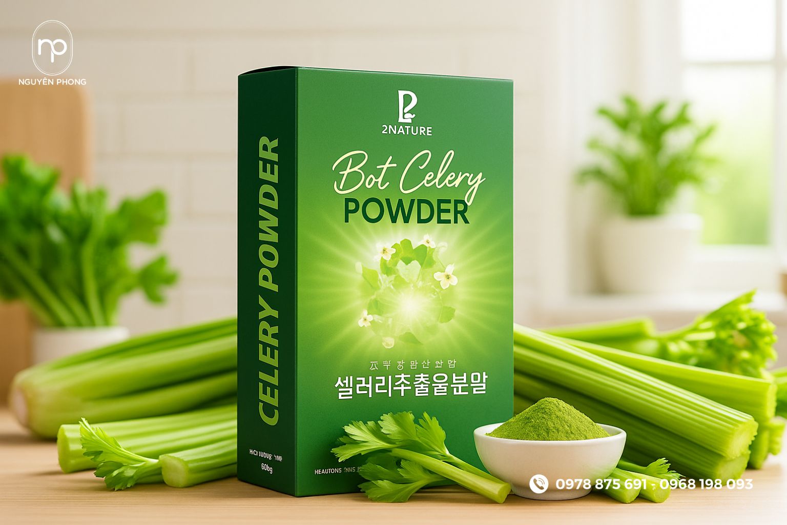 Hộp đựng bột rau cần tây đẹp